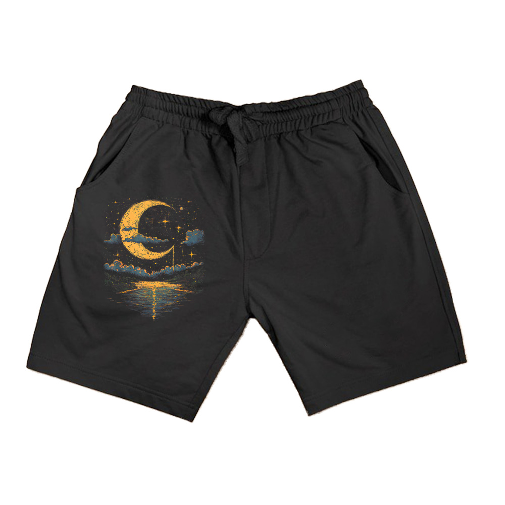 Boho Aesthetic Hippie Celestial Vintage Half Moon Water Shorts
