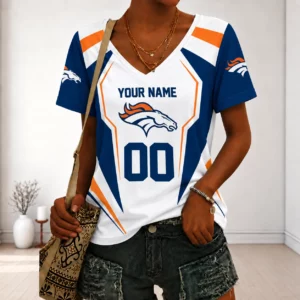 Limited Edition – Customized NFL Denver Broncos V-Neck Female Shirt