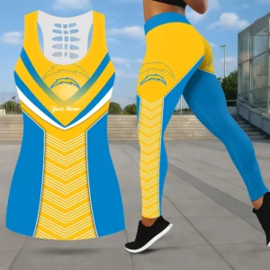 Limited Edition – Customized NFL Los Angeles Chargers Leggings & Hollow Tank Top Set