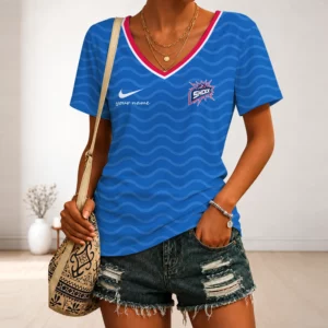 Limited Edition – Customized WNBA Detroit Shock V-Neck Female Shirt