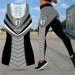 Limited Edition – Customized NBA Brooklyn Nets Leggings & Hollow Tank Top Set