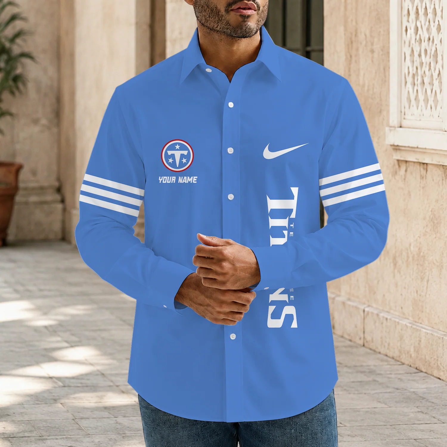 Limited Edition – Customized NFL Tennessee Titans Men’s Long Sleeve Button-Up Shirt