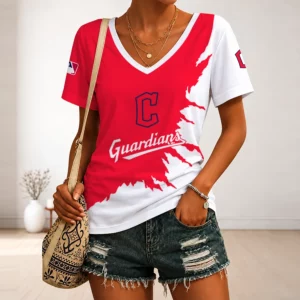 Limited Edition – Customized MLB Cleveland Guardians V-Neck Female Shirt
