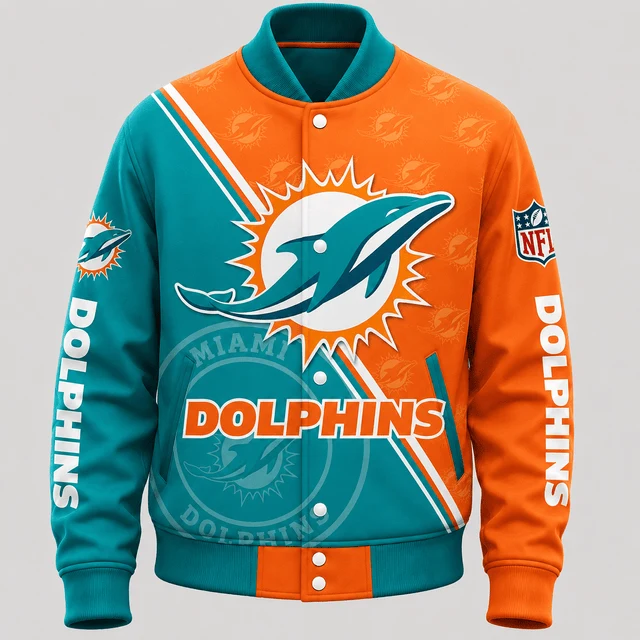 Limited Edition – Customized NFL Miami Dolphins Satin Varsity & Baseball Jacket