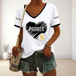 Limited Edition – Customized MLB San Diego Padres V-Neck Female Shirt