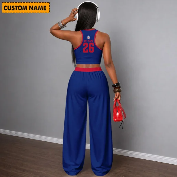 Limited Edition – Customized NFL New York Giants Women’s Crop Top & Long Pants Set - Image 2