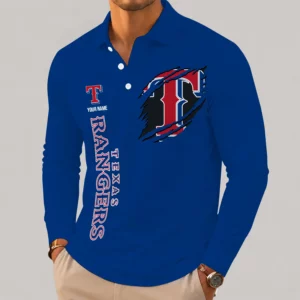 Limited Edition – Customized MLB Texas Rangers Men’s Long Sleeve Polo