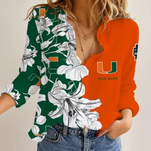 Limited Edition – Customized NCAA Miami Hurricanes Women Casual Shirt