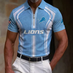 Limited Edition – Customized NFL Detroit Lions Zip Polo Shirt