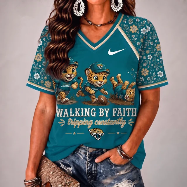 Limited Edition – Customized NFL Jacksonville Jaguars V-Neck Female Shirt