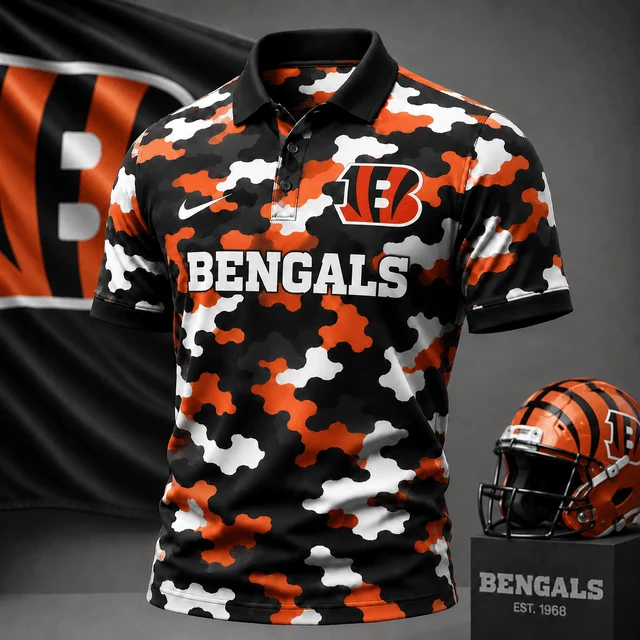 Limited Edition – Customized NFL Cincinnati Bengals Camo Polo Shirt