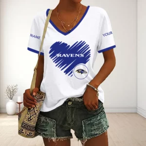 Limited Edition – Customized NFL Baltimore Ravens V-Neck Female Shirt
