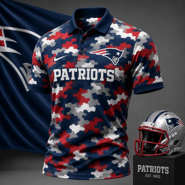 Limited Edition – Customized NFL New England Patriots Camo Polo Shirt