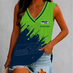 Limited Edition – Customized NFL Seattle Seahawks Women’s V-Neck Tank Top