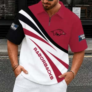 Limited Edition – Customized NCAA Arkansas Razorbacks Quarter-Zip Polo Shirt