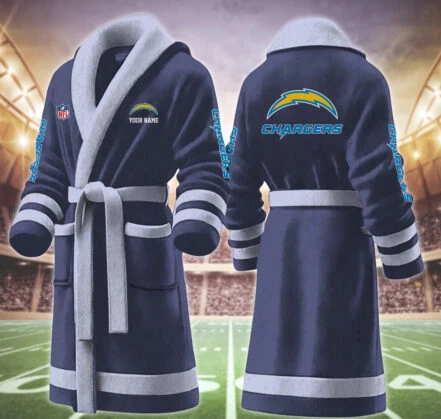 Limited Edition – Customized NFL Los Angeles Chargers Multicolor Fleece Bathrobe - Image 5