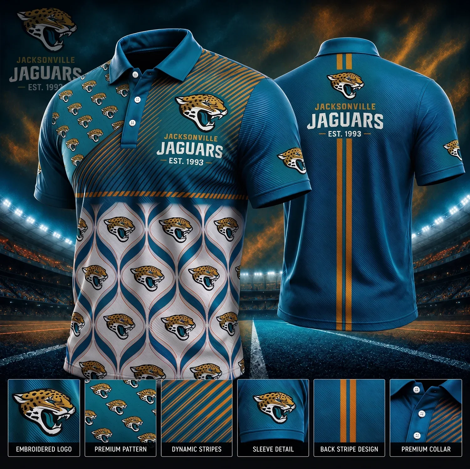 Limited Edition – Customized NFL Jacksonville Jaguars Polo Shirt