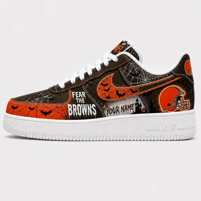 Limited Edition – Customized NFL Cleveland Browns Halloween Air force 1 Shoes - Image 2