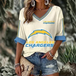 Limited Edition – Customized NFL Los Angeles Chargers Women’s Heart V-Neck Long Sleeve Shirt