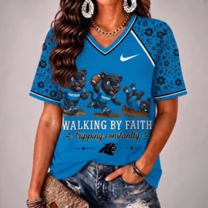 Limited Edition – Customized NFL Carolina Panthers V-Neck Female Shirt
