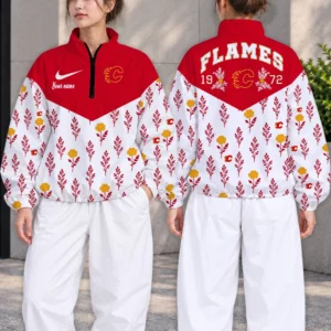 Limited Edition – Customized NHL Calgary Flames V-Neck Zipper Sweatshirt Jacket