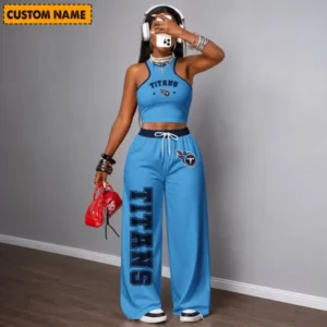 Limited Edition – Customized NFL Tennessee Titans Women’s Crop Top & Long Pants Set