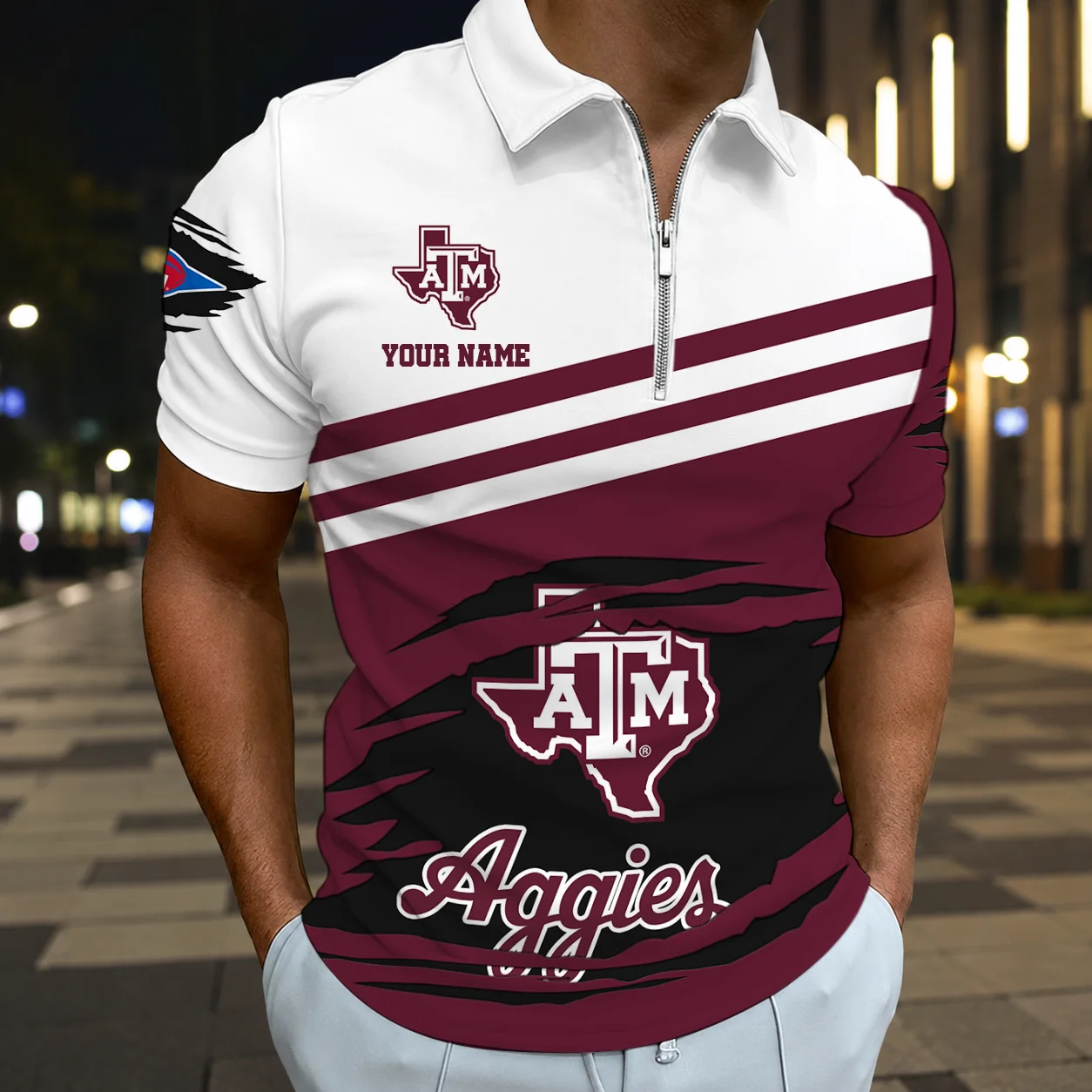 Limited Edition – Customized NCAA Texas A&M Aggies Zip Polo Shirt