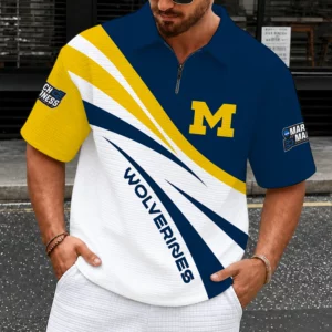 Limited Edition – Customized NCAA Michigan Wolverines Quarter-Zip Polo Shirt