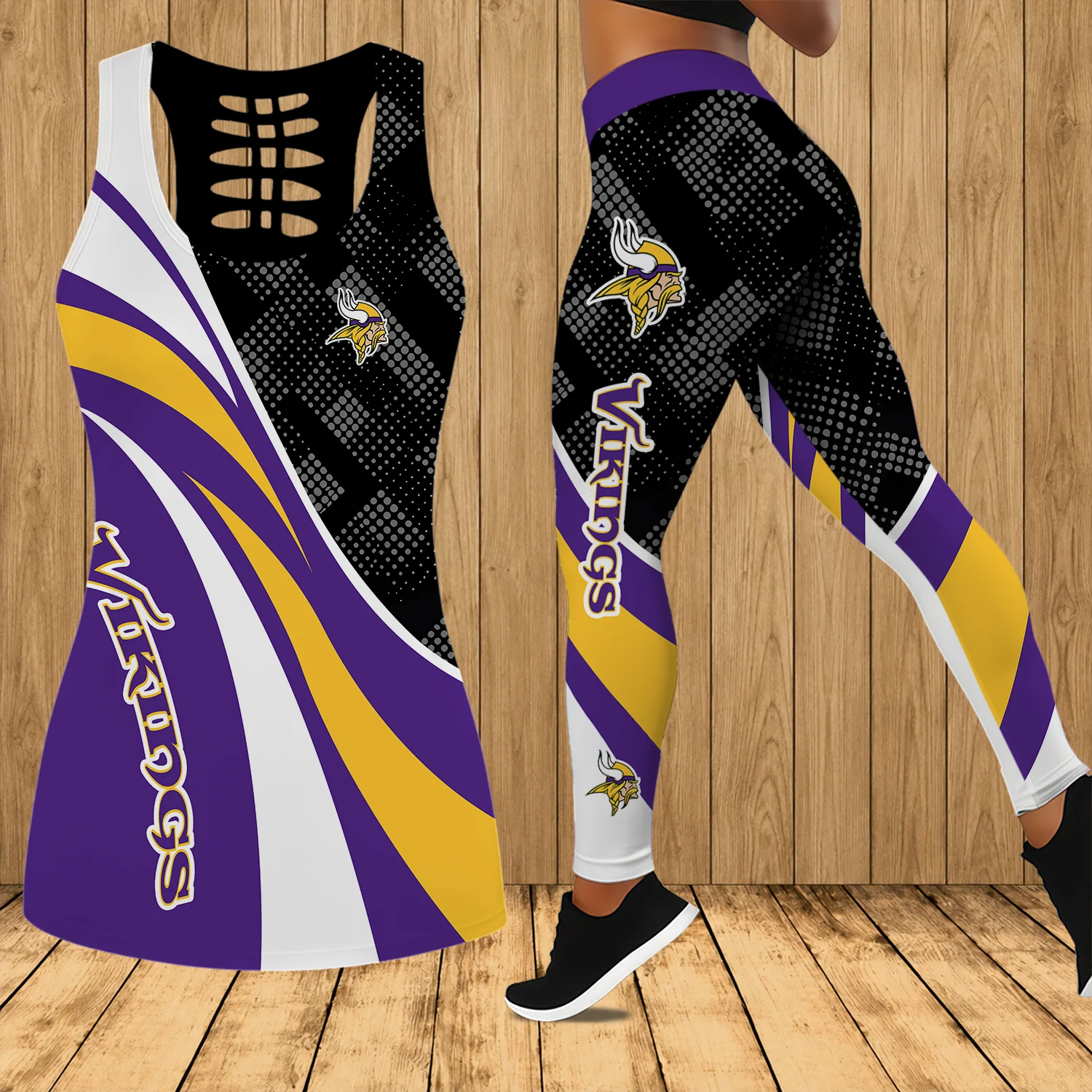 Limited Edition – Customized NFL Minnesota Vikings Hollow Tank Top & Leggings Set