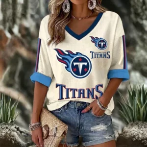 Limited Edition – Customized NFL Tennessee Titans Women’s Heart V-Neck Long Sleeve Shirt
