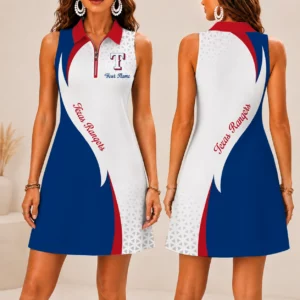 Limited Edition – Customized MLB Texas Rangers Women’s Zip Sleeveless Polo Dress