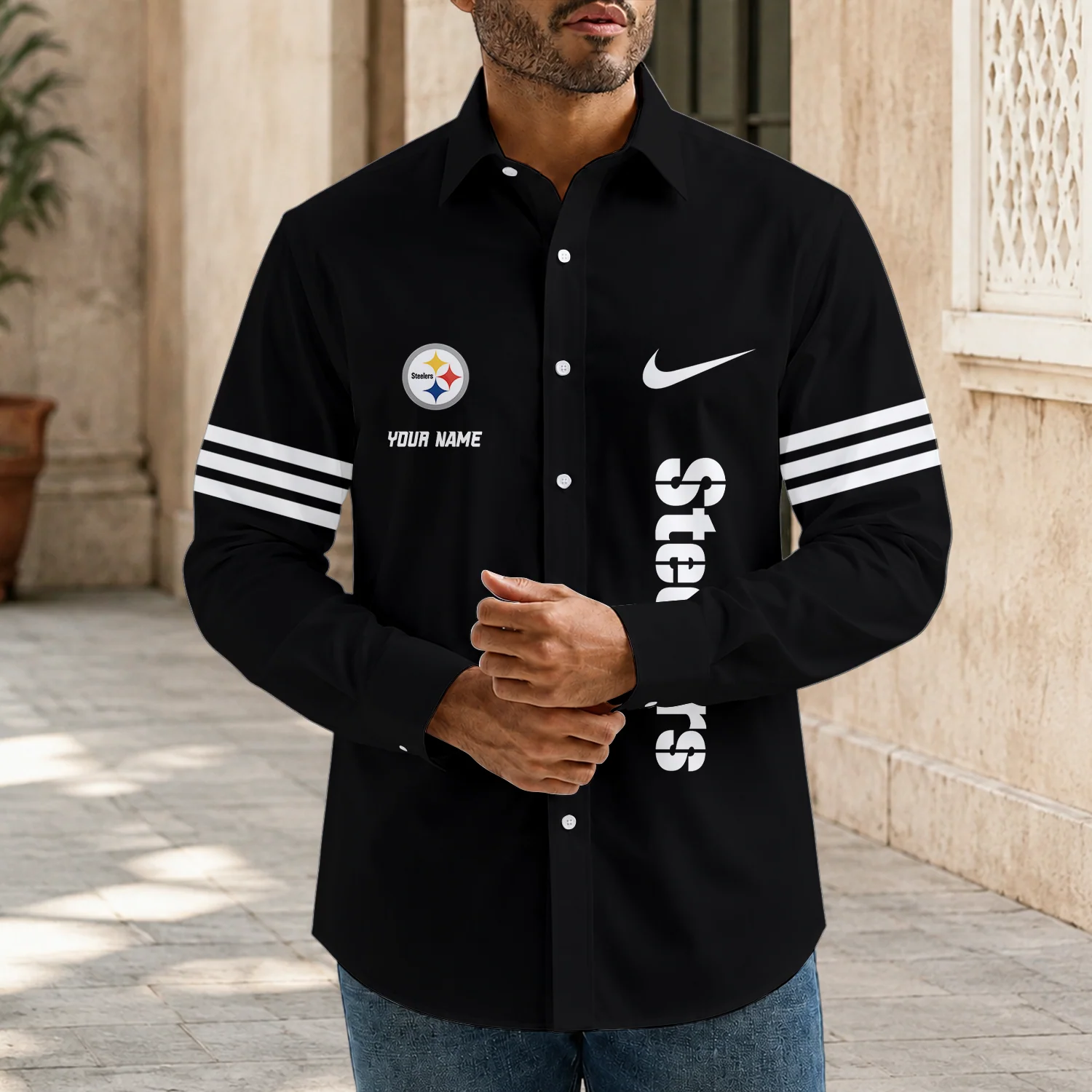 Limited Edition – Customized NFL Pittsburgh Steelers Men’s Long Sleeve Button-Up Shirt
