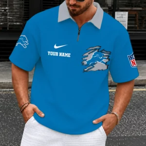 Limited Edition – Customized NFL Detroit Lions Quarter-Zip Polo Shirt
