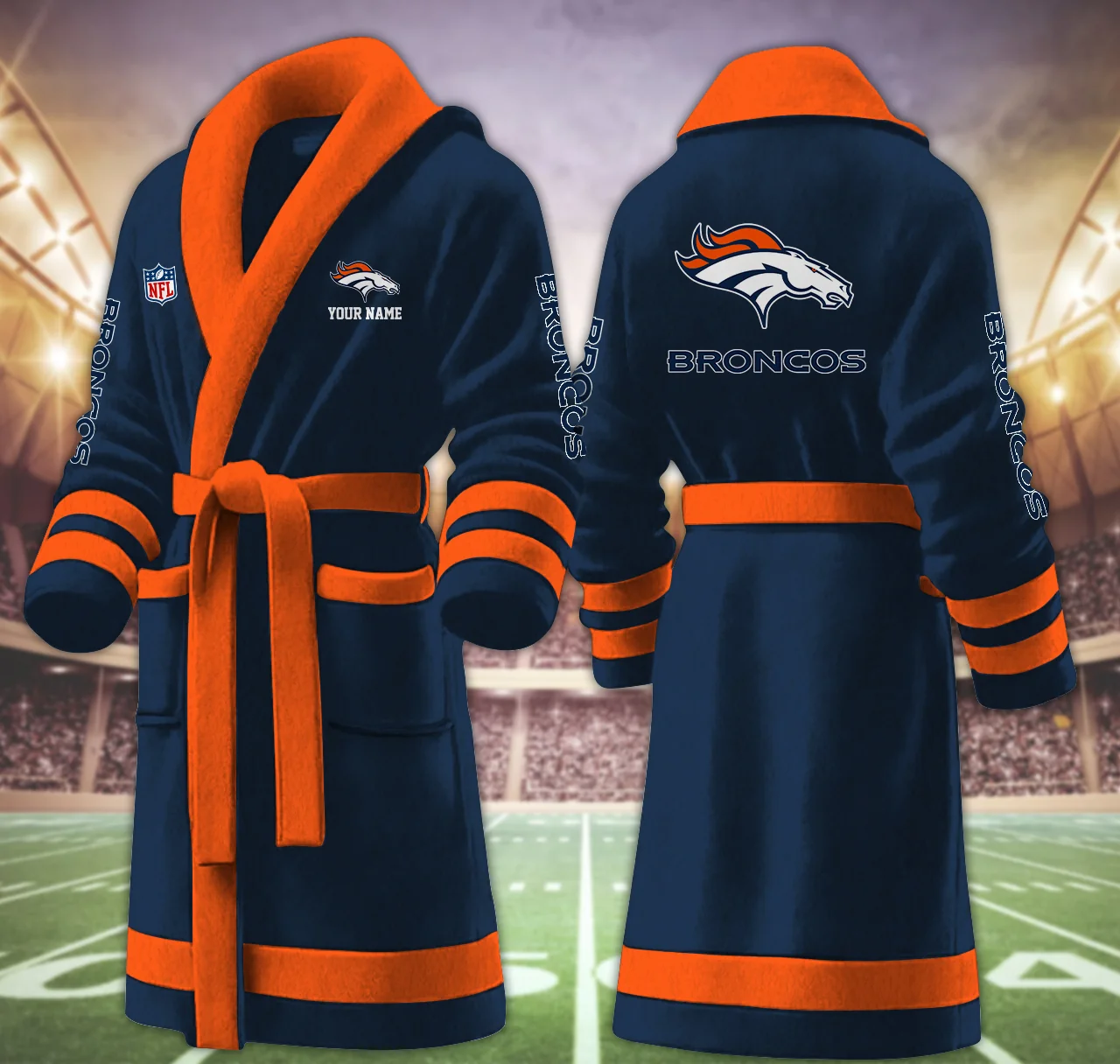 Limited Edition – Customized NFL Denver Broncos Multicolor Fleece Bathrobe