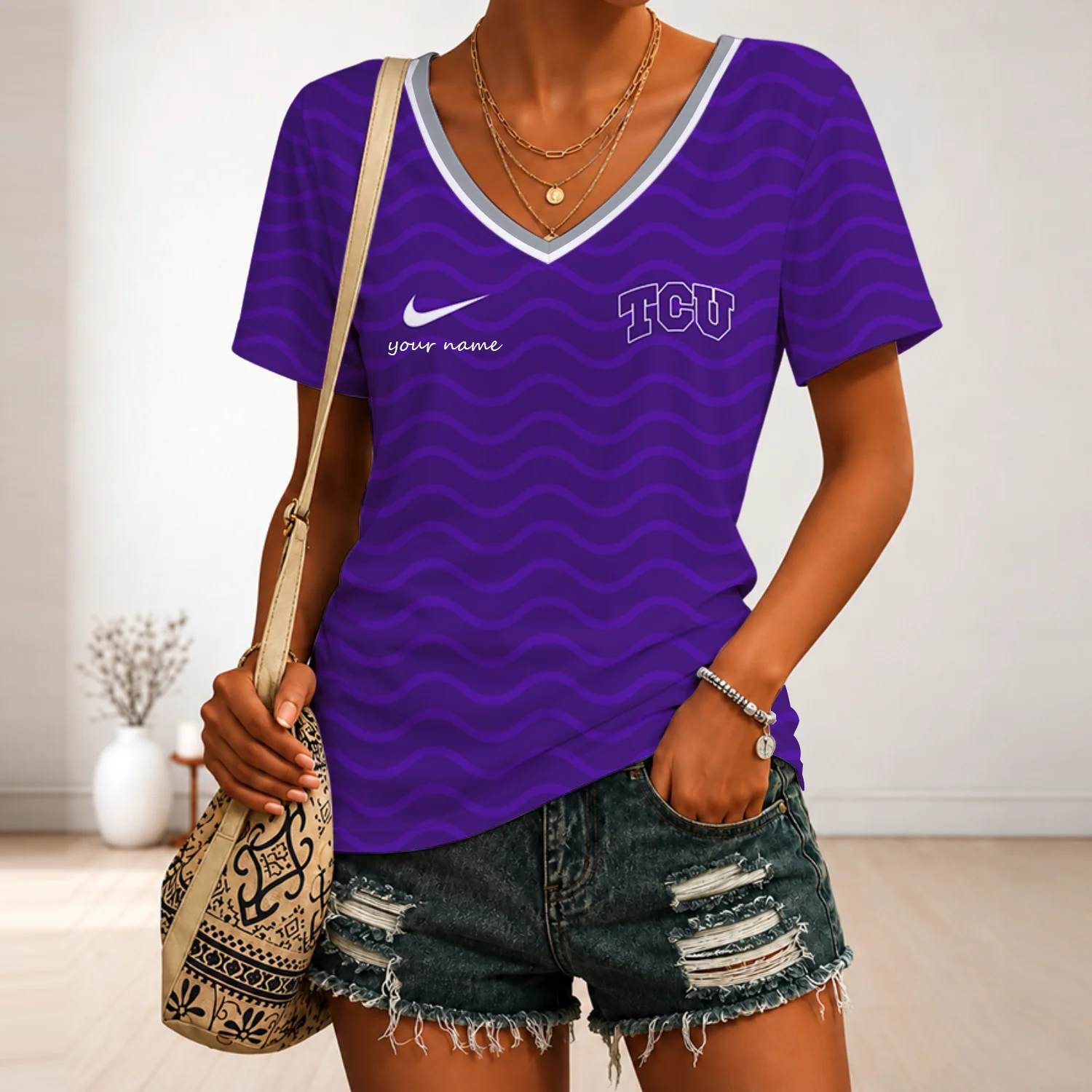 Limited Edition – Customized NCAA Tcu Horned Frogs V-Neck Female Shirt