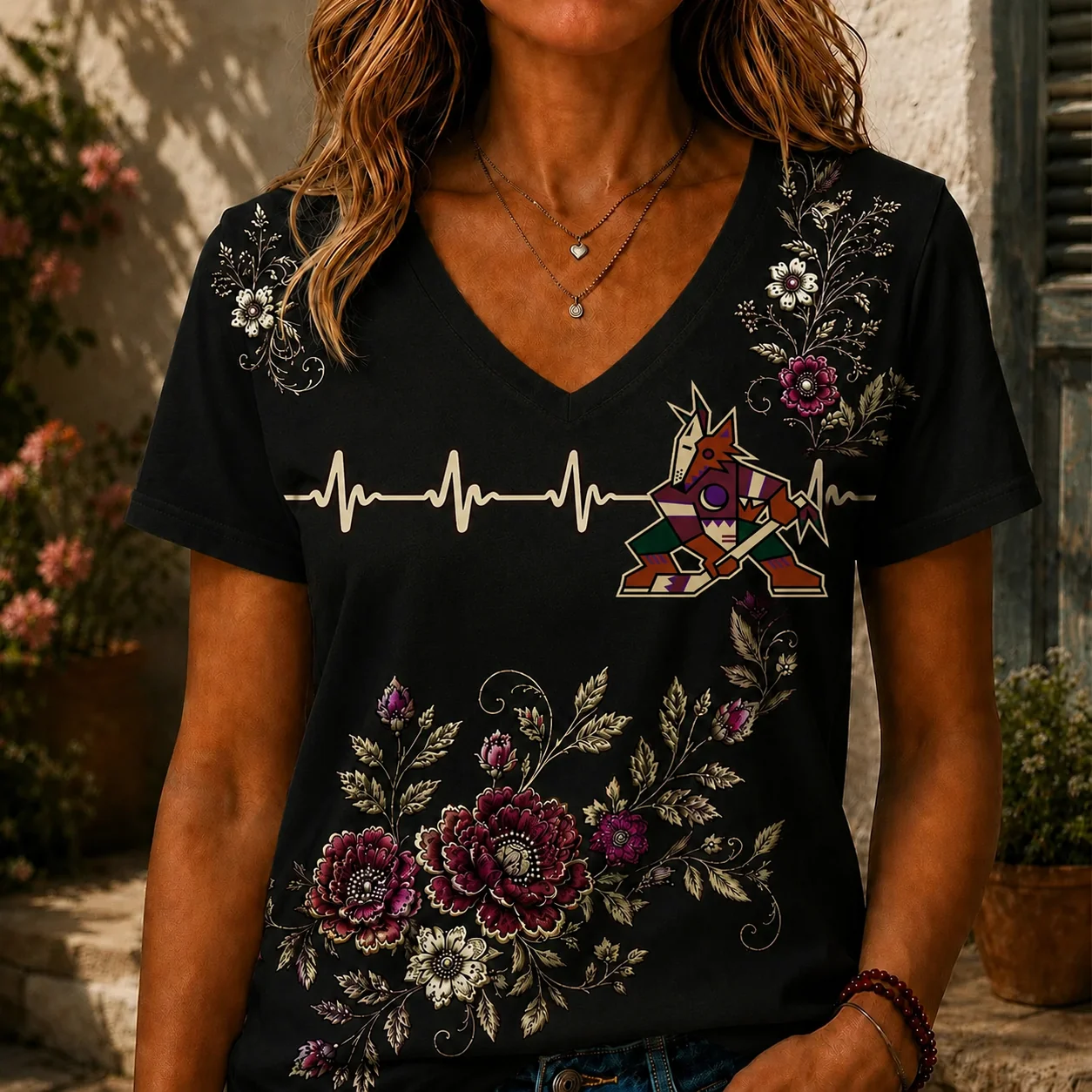 Limited Edition – Customized NHL Arizona Coyotes V-Neck Female Shirt