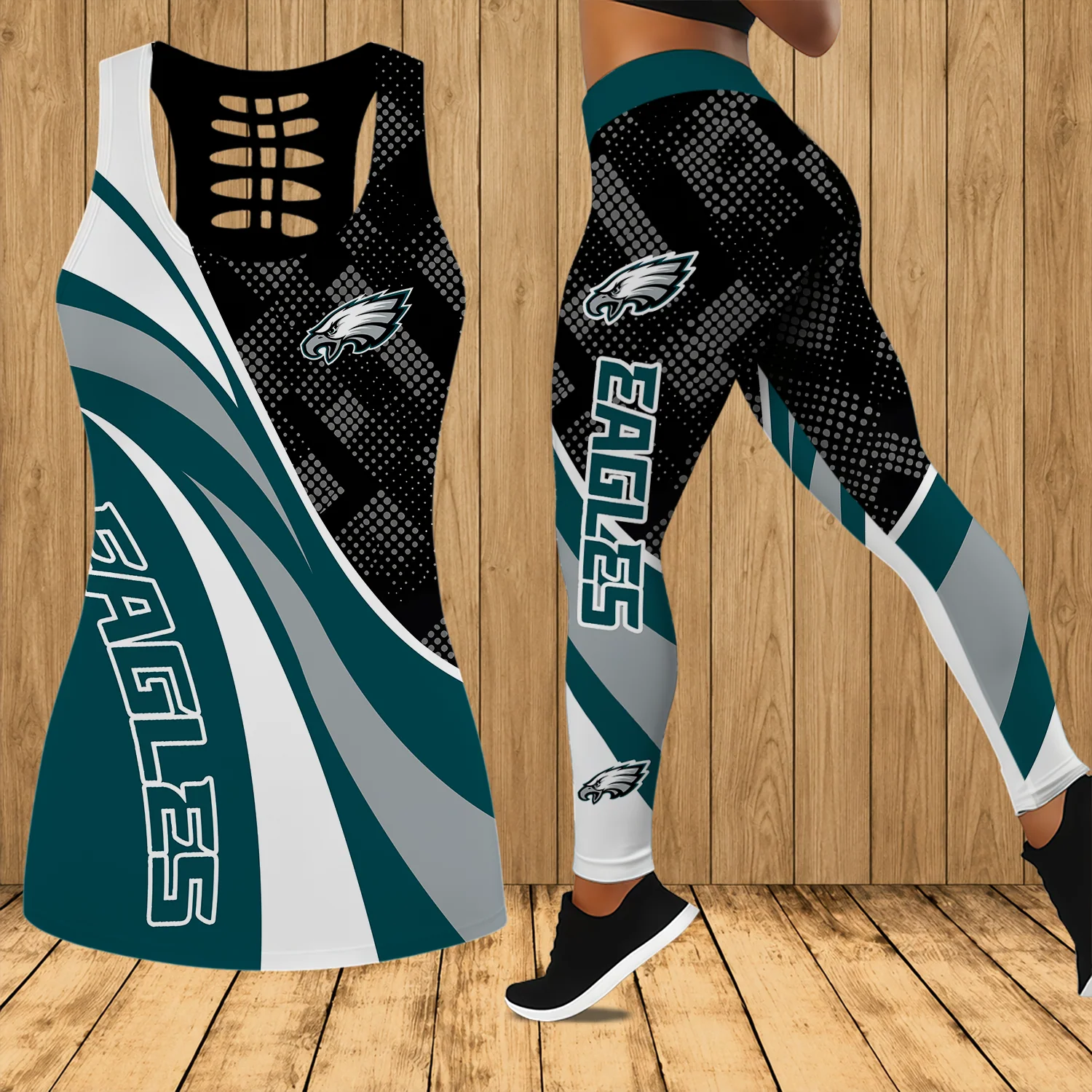 Limited Edition – Customized NFL Philadelphia Eagles Hollow Tank Top & Leggings Set