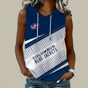Limited Edition – Customized NHL Columbus Blue Jackets Women’s Sleeveless Hooded Pocket Tank Top