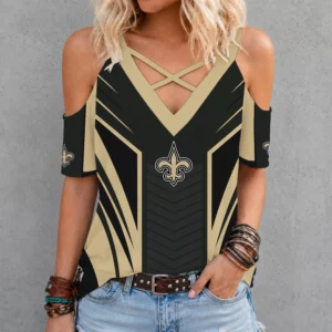 Limited Edition – Customized NFL New Orleans Saints Criss Cross V-Neck Top