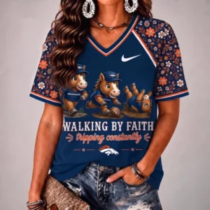 Limited Edition – Customized NFL Denver Broncos V-Neck Female Shirt