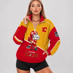 Limited Edition – Customized NHL Calgary Flames V-Neck Zipper Sweatshirt Jacket