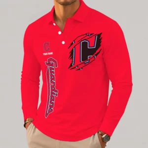 Limited Edition – Customized MLB Cleveland Guardians Men’s Long Sleeve Polo