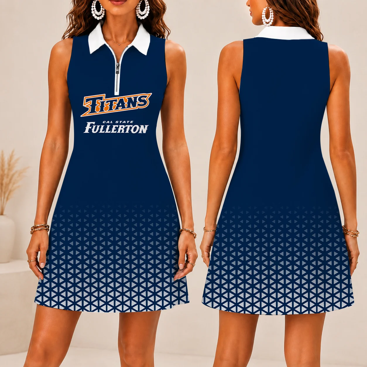 Limited Edition – New Customized NCAA Cal State Fullerton Titans Women’s Zip Sleeveless Polo Dress