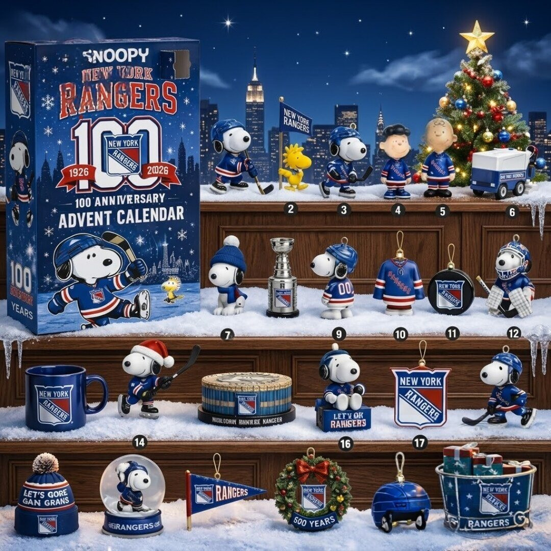 Snoopy New York Rangers 100th Anniversary Advent Calendar Christmas Countdown Sports Gift