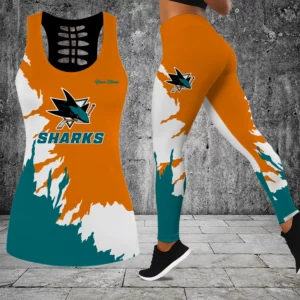 Limited Edition – Customized NHL San Jose Sharks Hollow Tank Top & Leggings Set