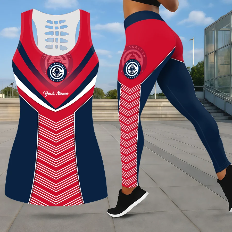 Limited Edition – Customized NBA Los Angeles Clippers Leggings & Hollow Tank Top Set