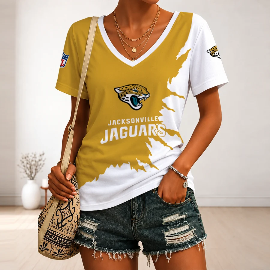 Limited Edition – Customized NFL Jacksonville Jaguars V-Neck Female Shirt