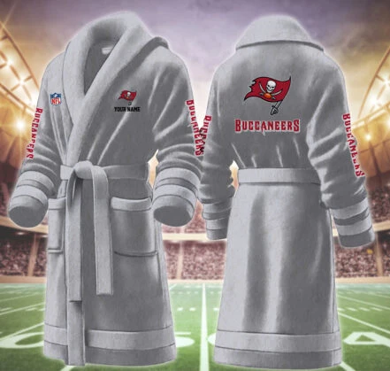 Limited Edition – Customized NFL Tampa Bay Buccaneers Multicolor Fleece Bathrobe - Image 4