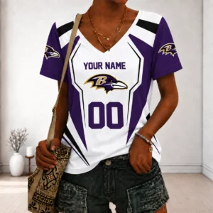 Limited Edition – Customized NFL Baltimore Ravens V-Neck Female Shirt