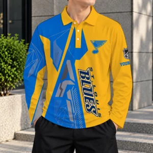 Limited Edition – Customized NHL St. Louis Blues Men Long Sleeve Polo